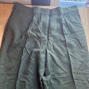 Loose pleated ankle length olive green NWT